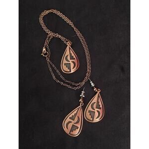 1980's WM Wheeler Co. Southwestern Moon Neillo Copper Necklace & Earrings